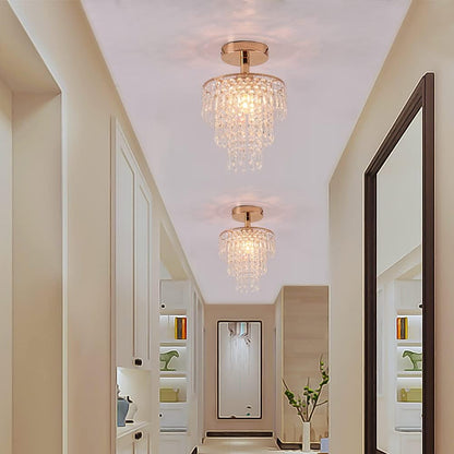 Mini Gold Crystal Flush Mount – 3-Tier