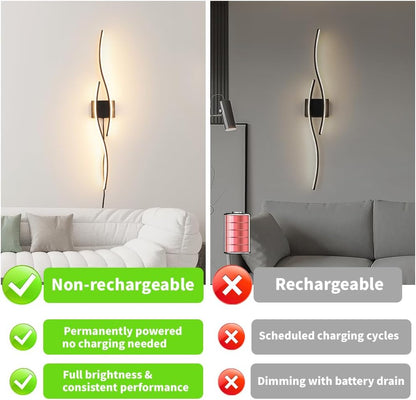 Set of 2 Modern Black Plug-In Wall Sconces
