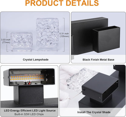 4-Light LED Black Bathroom Vanity Wall Fixture