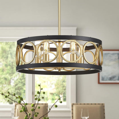 Rustic Nickel Drum Chandelier 5-Light