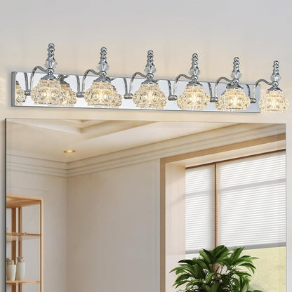 3-Light Black Crystal Bathroom Vanity Light