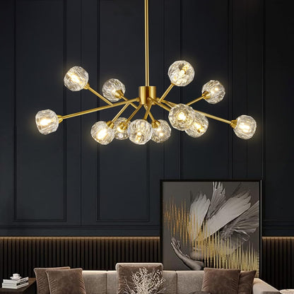 9-Light Gold Sputnik Crystal Chandelier