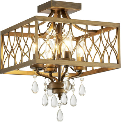 Farmhouse Rustic Crystal Ceiling Light