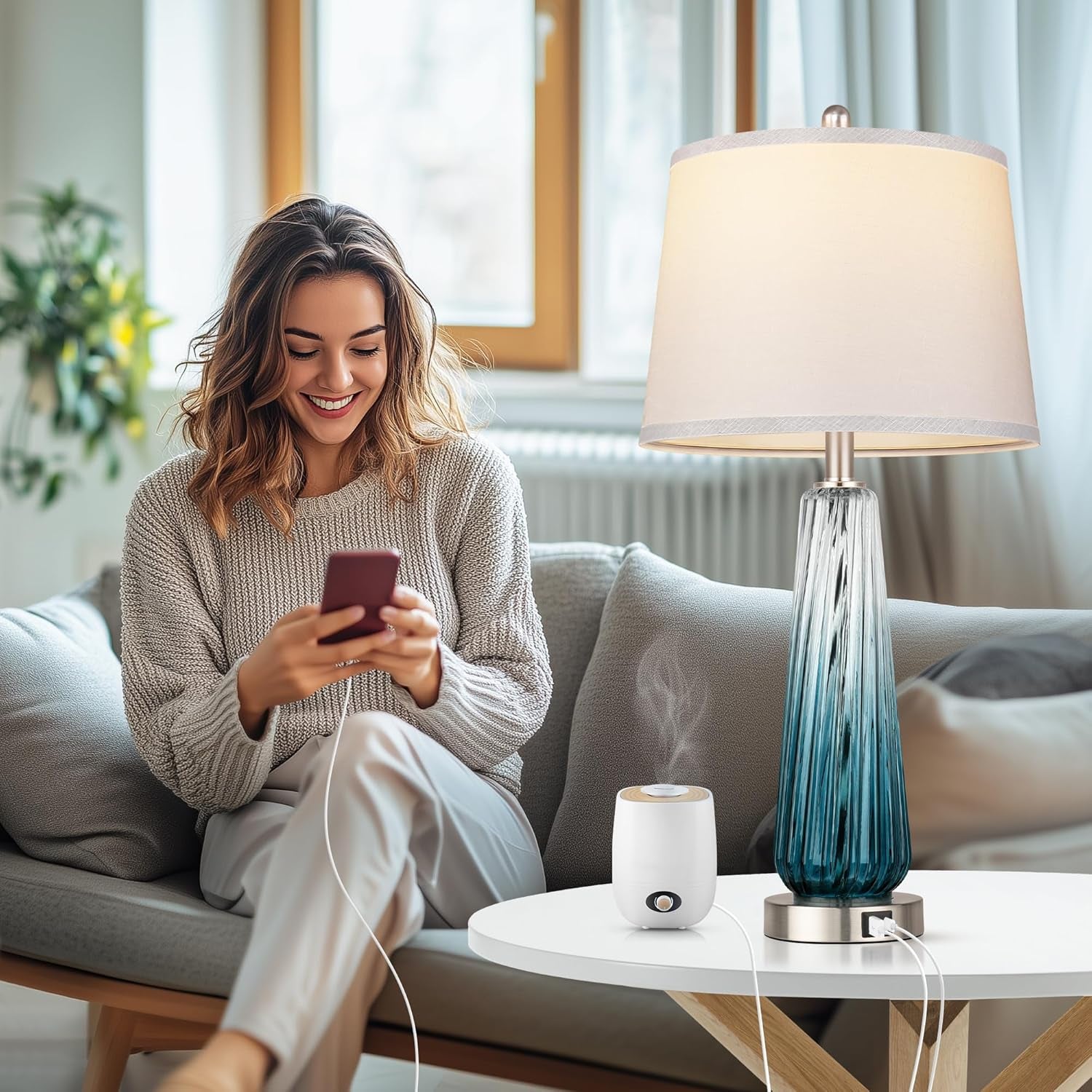 Modern Glass Touch Table Lamps Set of 2