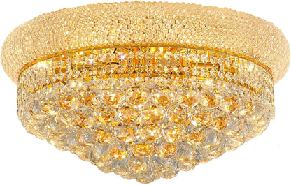 12-Light Crystal Flush Mount Chandelier Ceiling Light Fixture for Living Room Dining Room Bedroom Foyer Entryway Hallway Closet Bathroom (Gold D24)