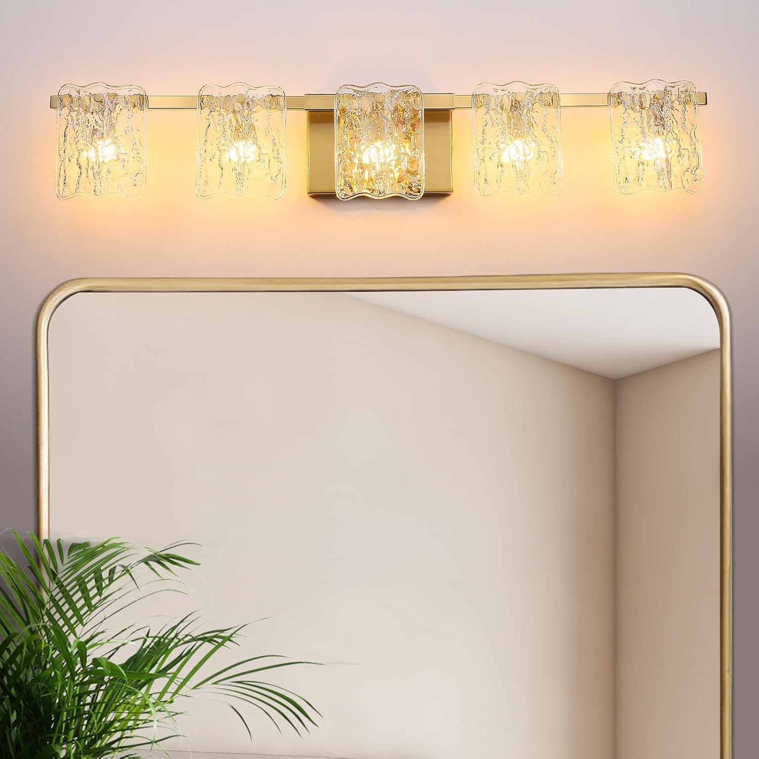 5-Light Brushed Gold Vanity Light – 31" Wide