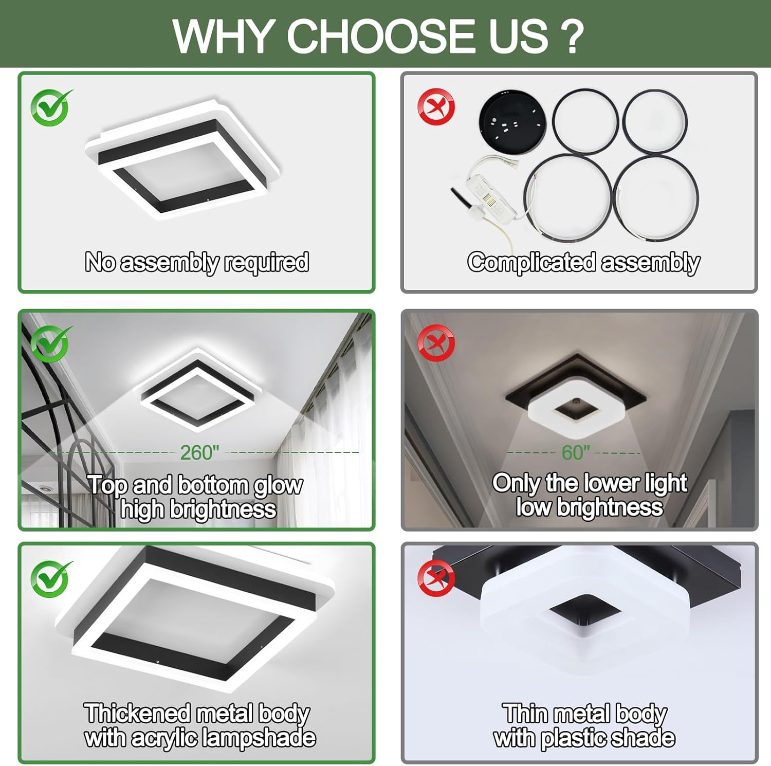 Square Modern LED Ceiling Light Fixture