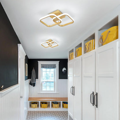 Gold Square LED Ceiling Light – 6000K, Modern