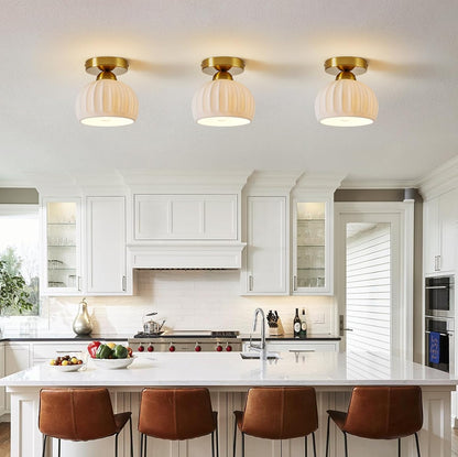 Vintage Ceramic Flush Mount Ceiling Light – 2 Pack