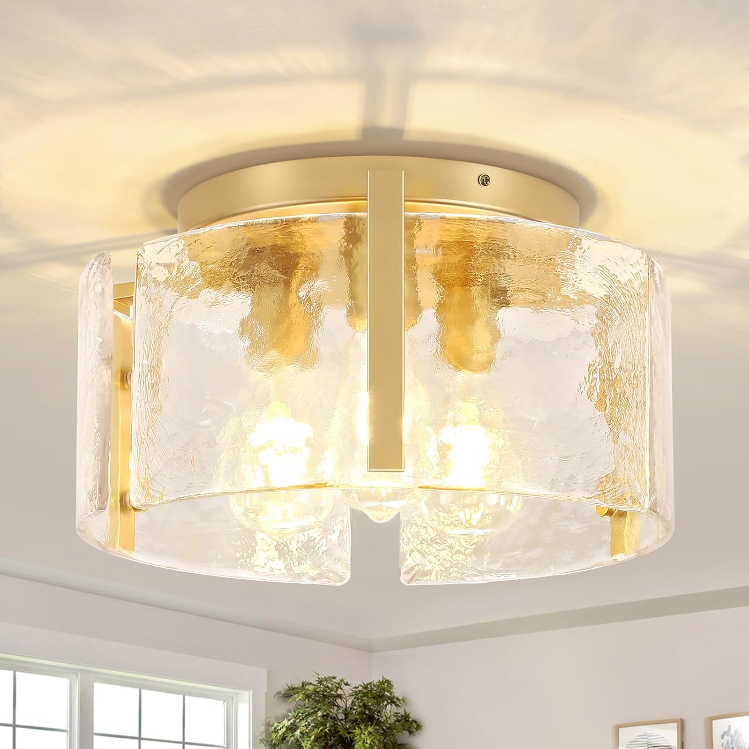 15" Gold Semi Flush Ceiling Light – 3-Light