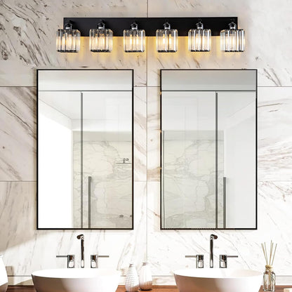 6-Light Black Crystal Vanity Light – Modern