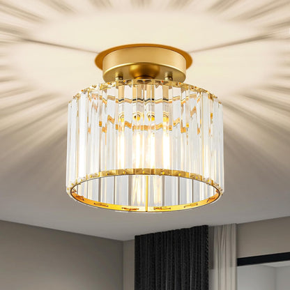 Gold Crystal Semi Flush Ceiling Light – 8.66"