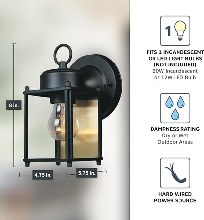 Preston 8" Outdoor Wall Light – Black Sconce