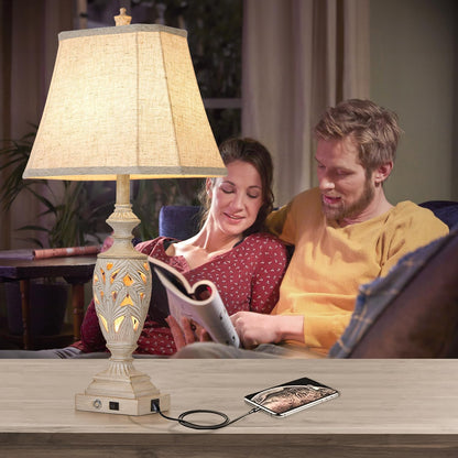 29.5" Touch Table Lamps Set – USB, 3-Way Dim