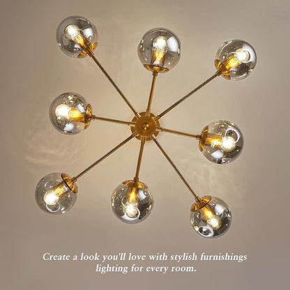8-Light Gold Sputnik Chandelier – Glass Globes