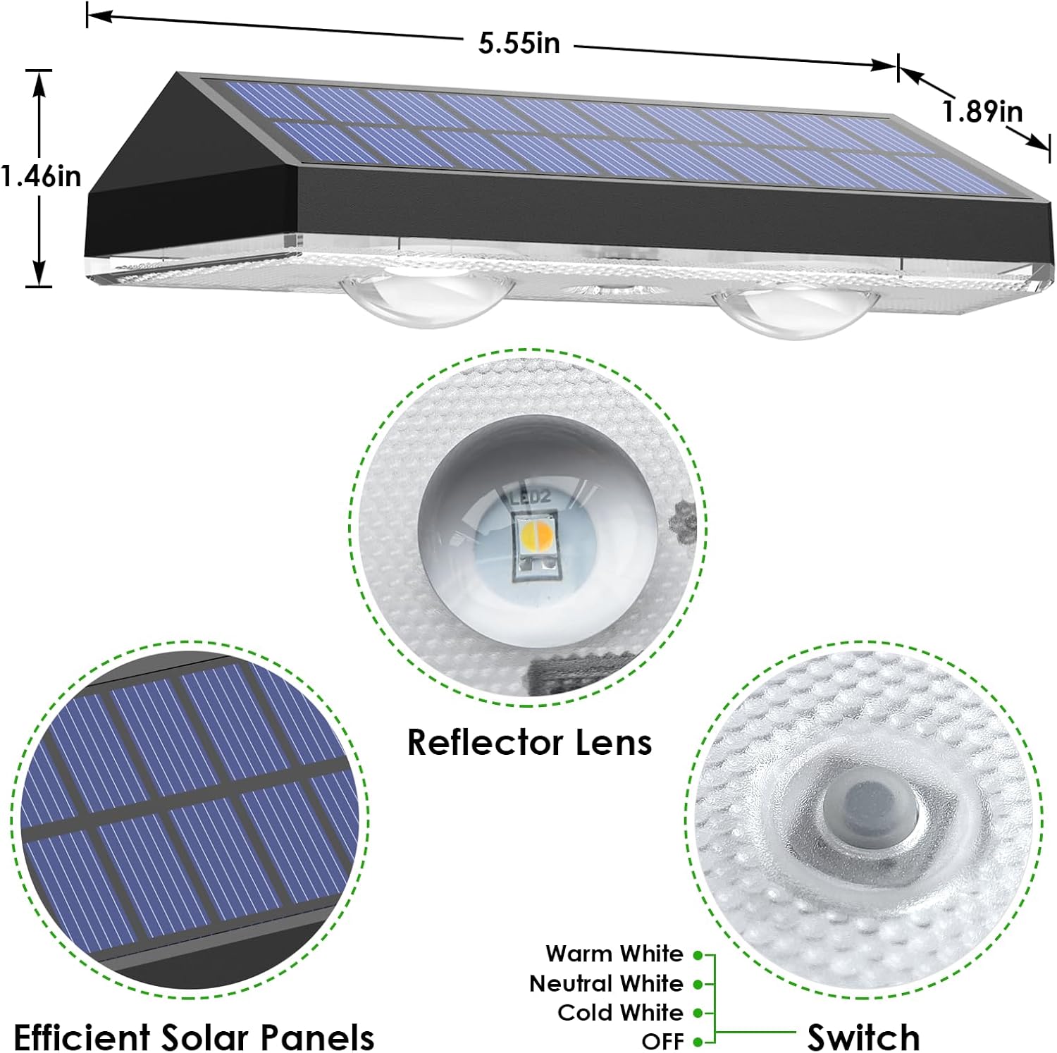 Solar Fence Lights – 8 Pack, 3 Color Modes