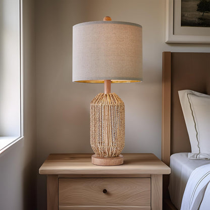 Set of 2 Boho Rattan Table Lamps – 21" Brown