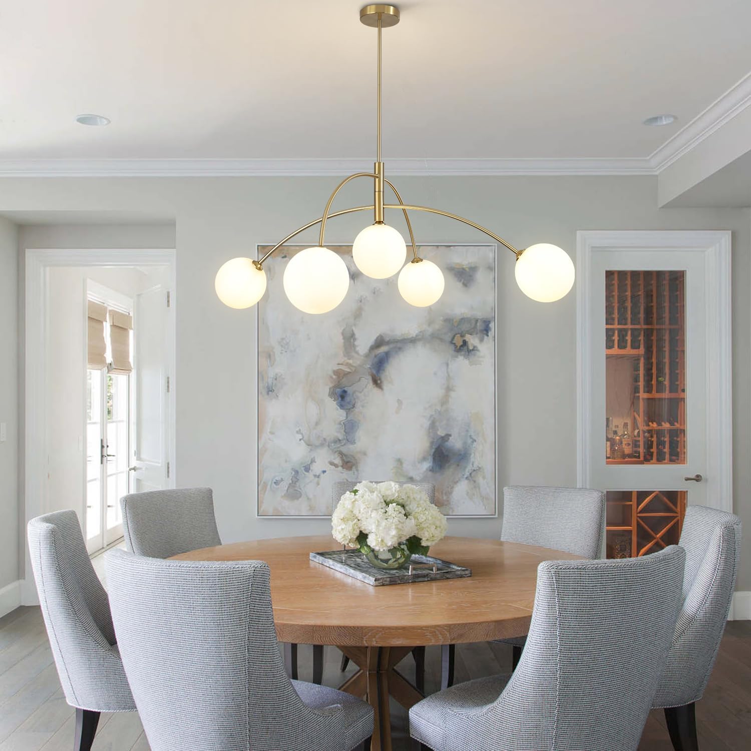 5-Light Gold Sputnik Ceiling Chandelier