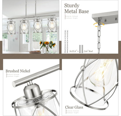 4-Light Brushed Nickel Island Chandelier
