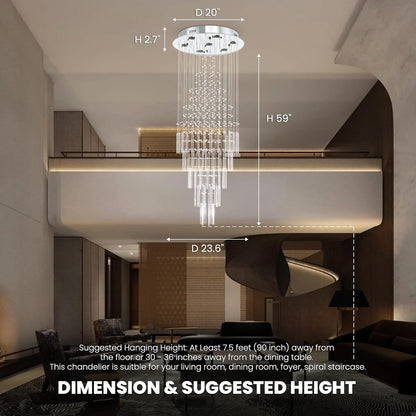Modern Crystal Raindrop Chandelier 59" Foyer