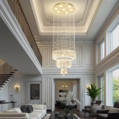D24"×H86" Modern Raindrop Crystal Foyer Chandelier