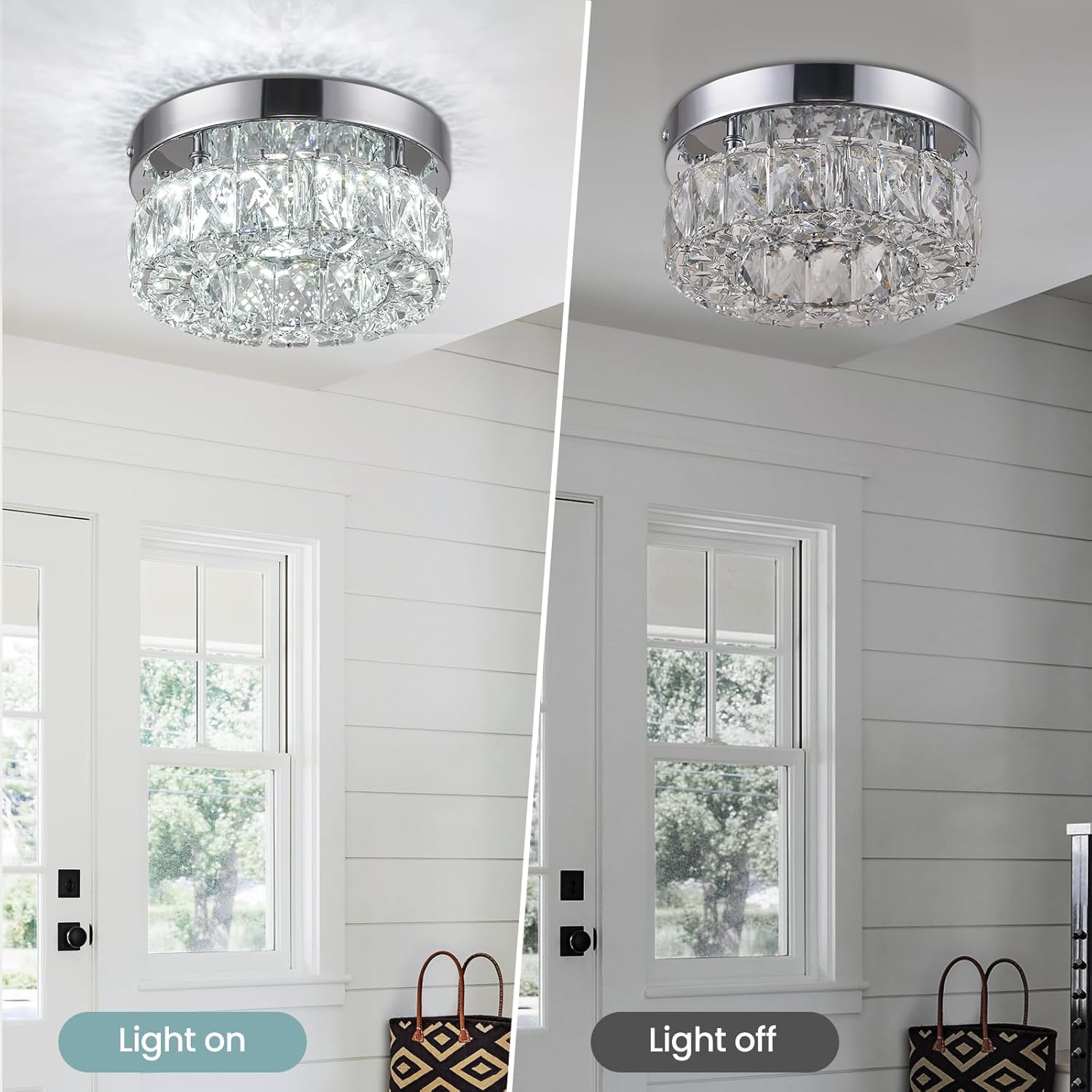 7.9" LED Crystal Flush Mount Light – 16W Cool White
