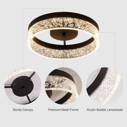 11.65" Modern Black LED Flush Mount Ceiling Light
