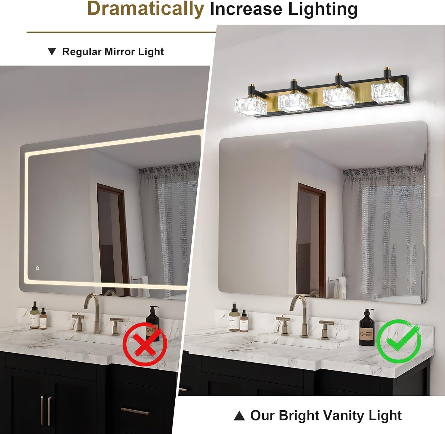 4-Light LED Vanity Light – Gold & Black, 24W