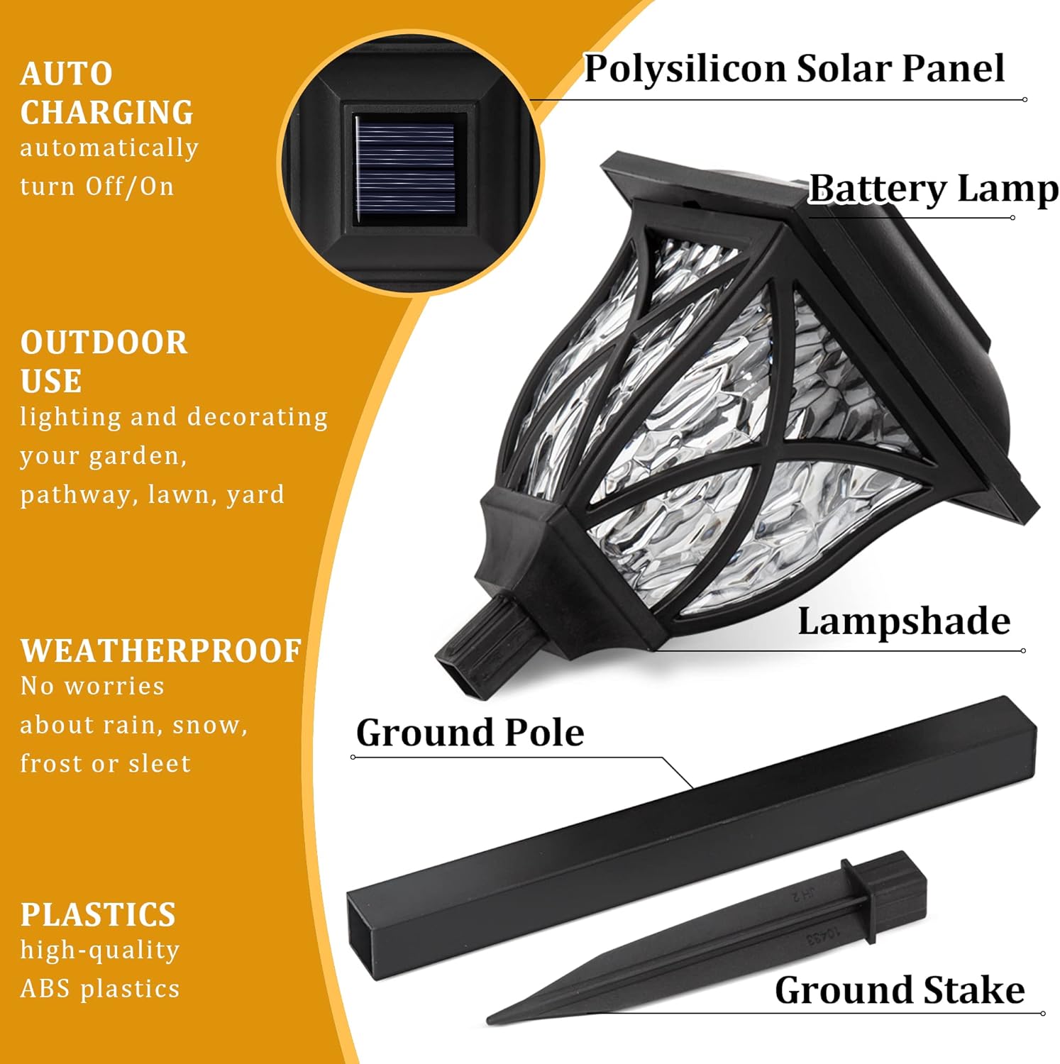 Solar Garden Lights – 6 Pack, Warm White LED
