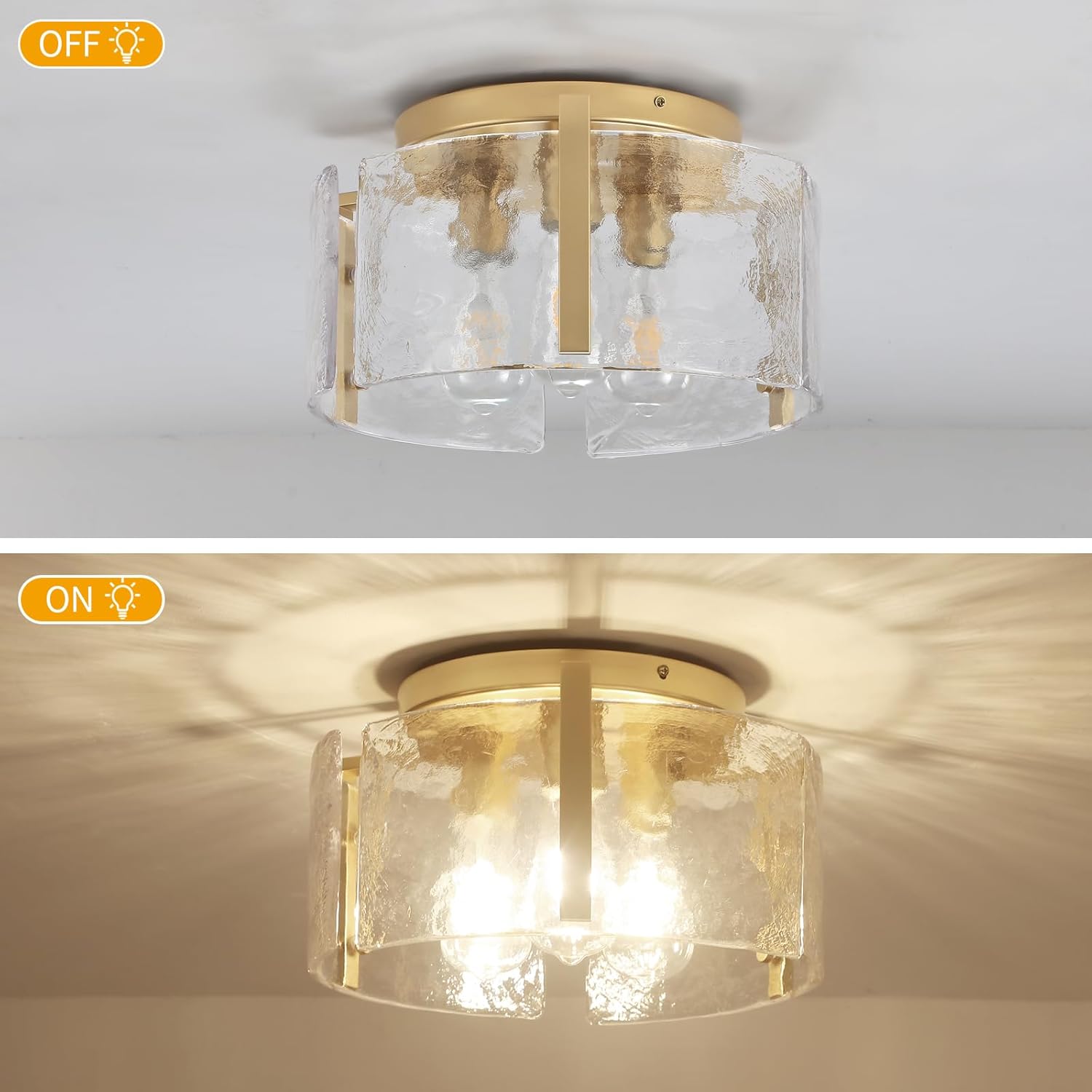 15" Gold Semi Flush Ceiling Light – 3-Light