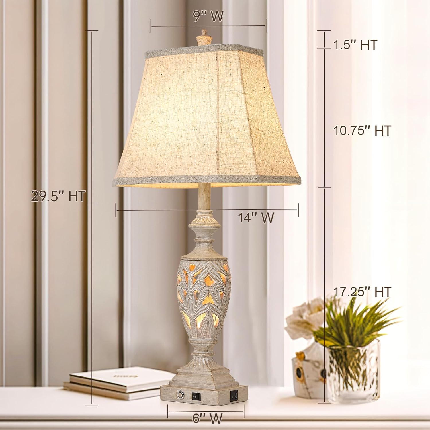 29.5" Touch Table Lamps Set – USB, 3-Way Dim