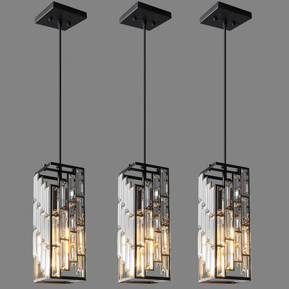 Black Pendant Lighting – 3-Pack Mini Crystal Chandeliers