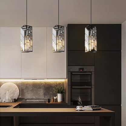 Black Pendant Lighting – 3-Pack Mini Crystal Chandeliers