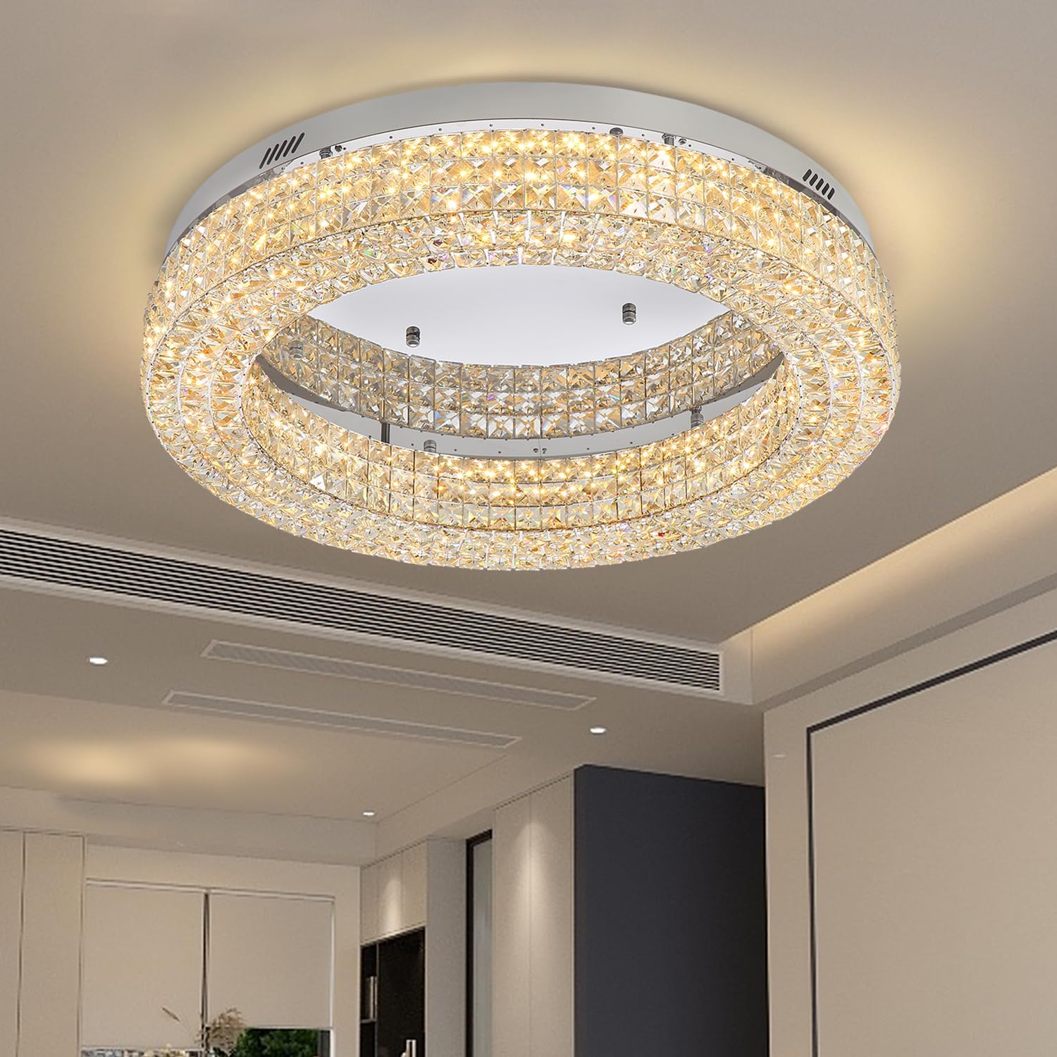 32” Modern Crystal LED Chandelier