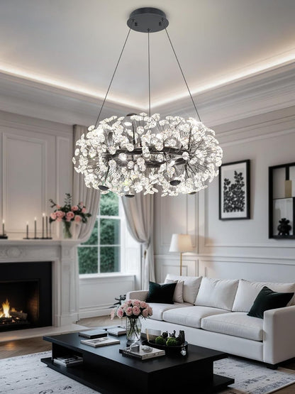 24" Firework Crystal Round Chandelier Chrome
