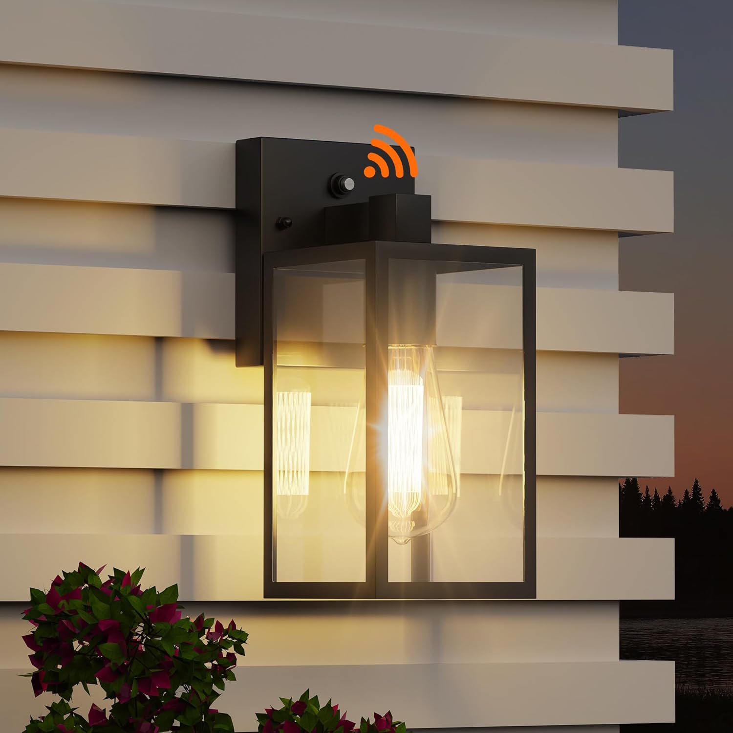 Dusk to Dawn Wall Lantern – Black, Waterproof