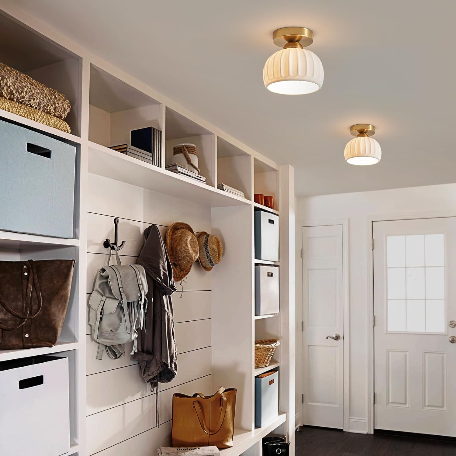 2-Pack Gold Ceramic Semi Flush Ceiling Lights