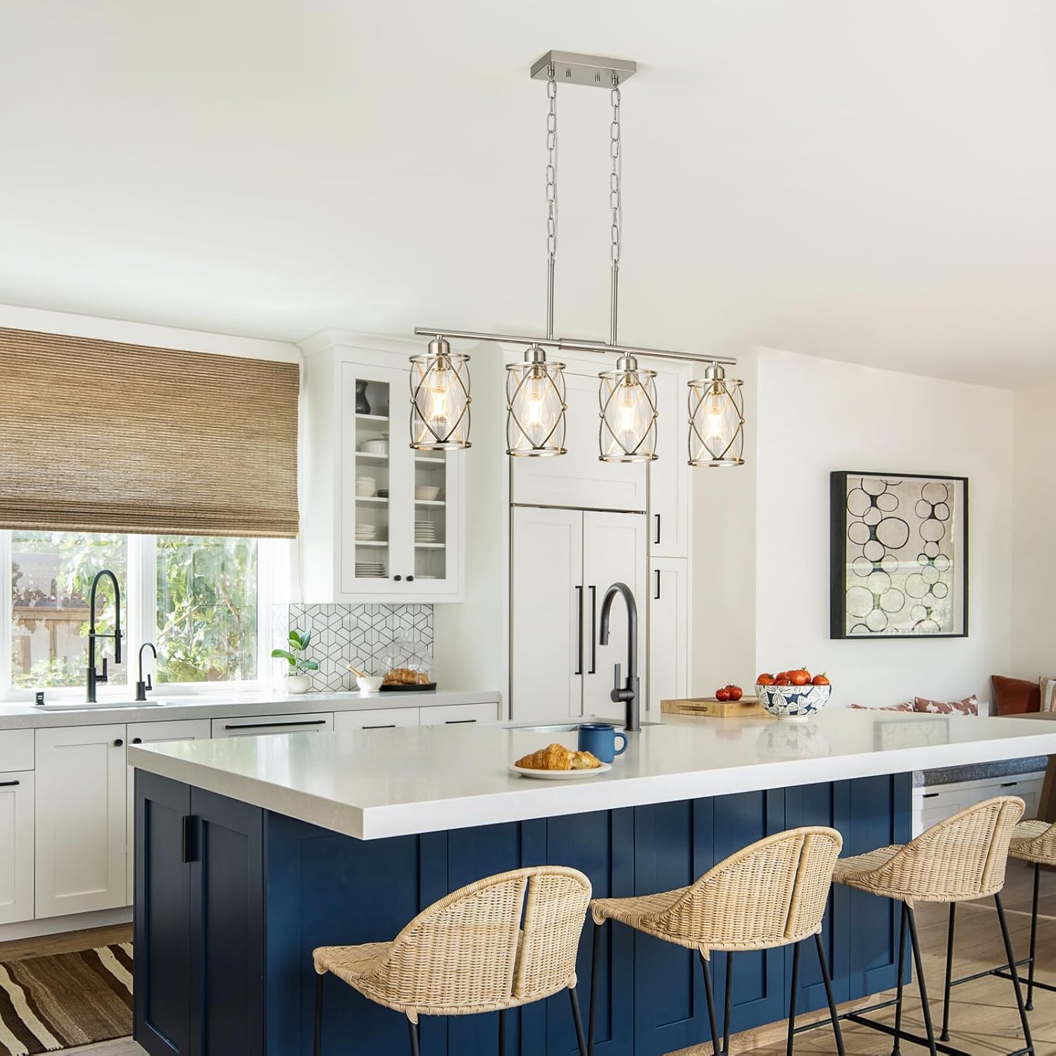 4-Light Brushed Nickel Island Chandelier