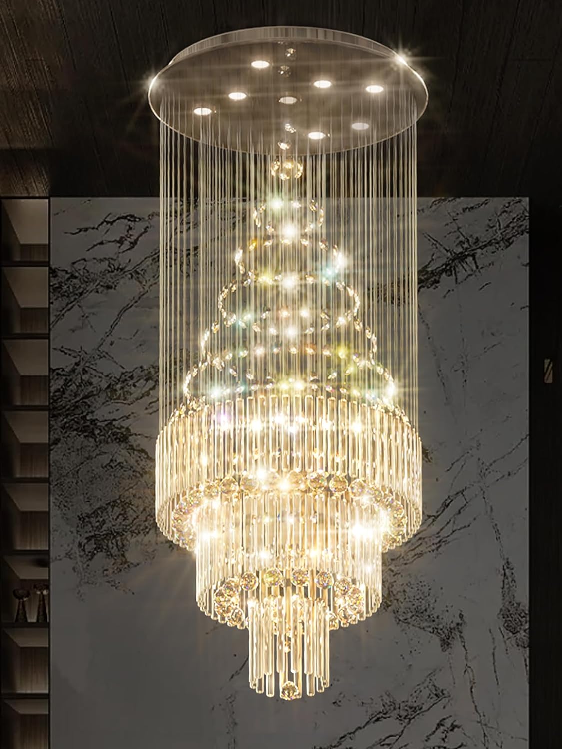 D24"×H86" Modern Raindrop Crystal Foyer Chandelier