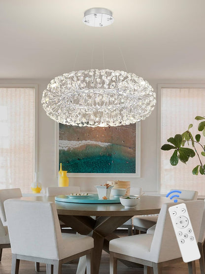 24" Firework Crystal Round Chandelier Chrome
