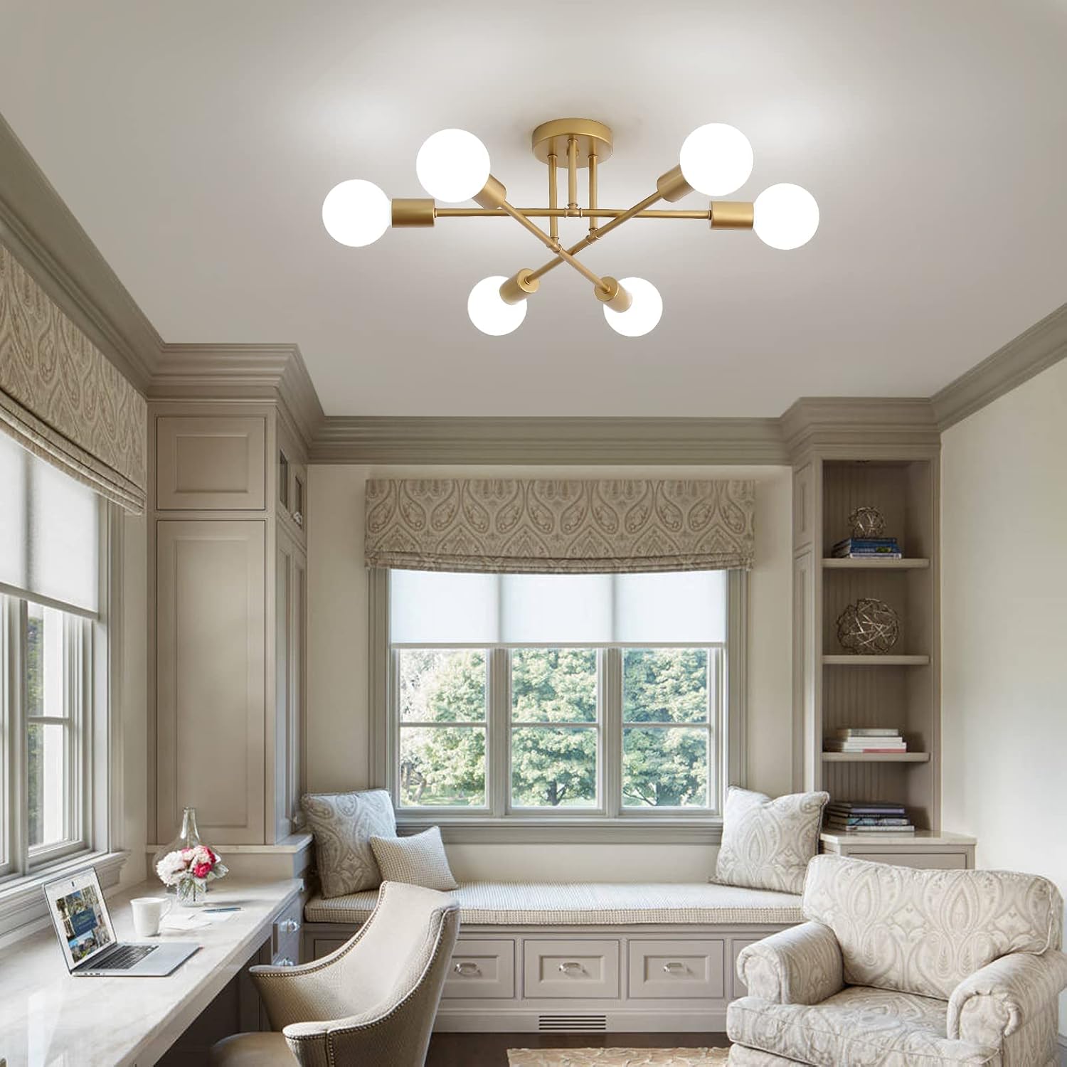 Gold Sputnik Ceiling Light – 6-Light Fixture