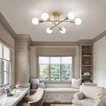 Gold Sputnik Ceiling Light – 6-Light Fixture