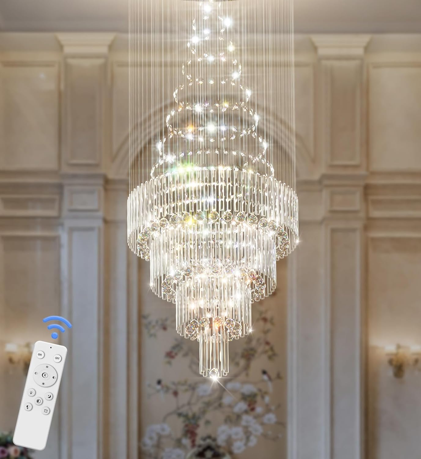 D24"×H86" Modern Raindrop Crystal Foyer Chandelier