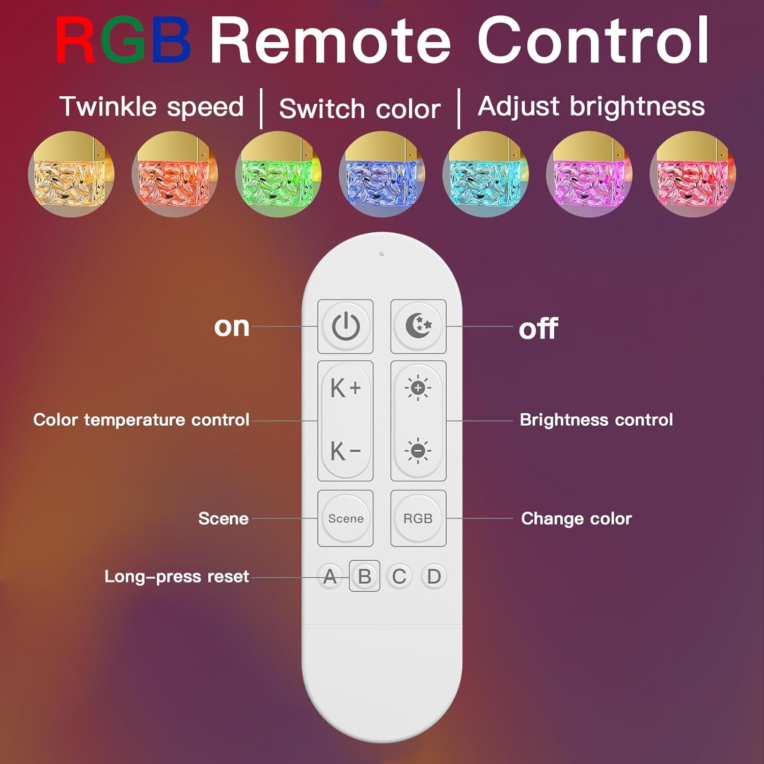 Set of 2 RGB Dimmable LED Wall Sconces with Remote