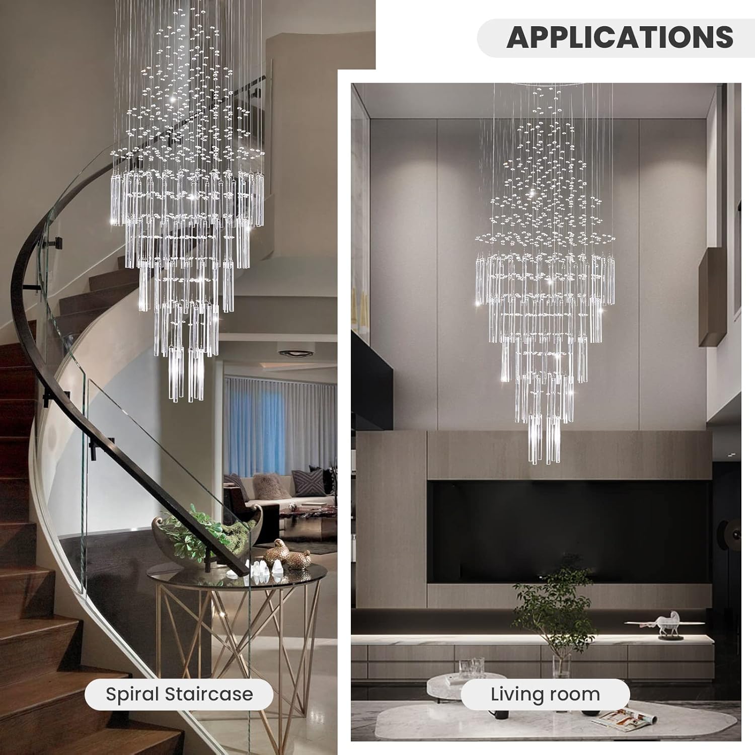 Modern Crystal Raindrop Chandelier 59" Foyer