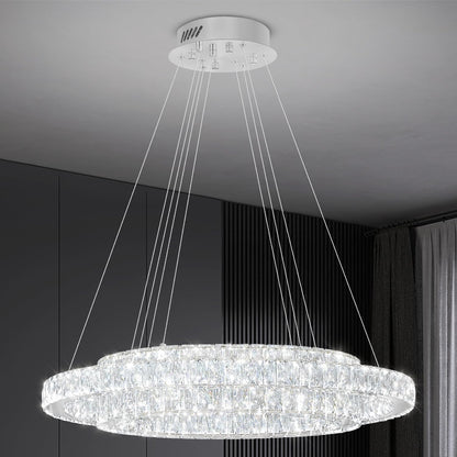 D32"+D20" Modern 2-Ring Crystal LED Chandelier