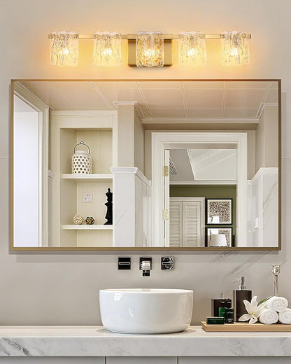 5-Light Brushed Gold Vanity Light – 31" Wide
