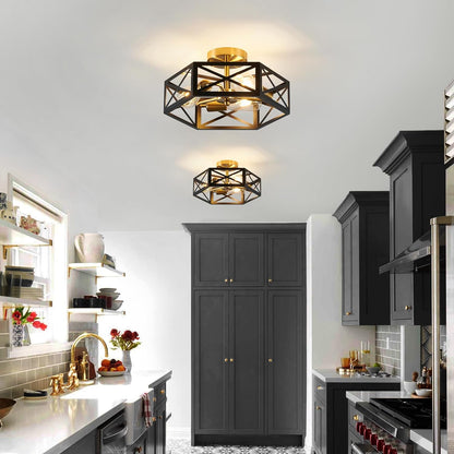 Modern 3-Light Black Gold Ceiling Fixture