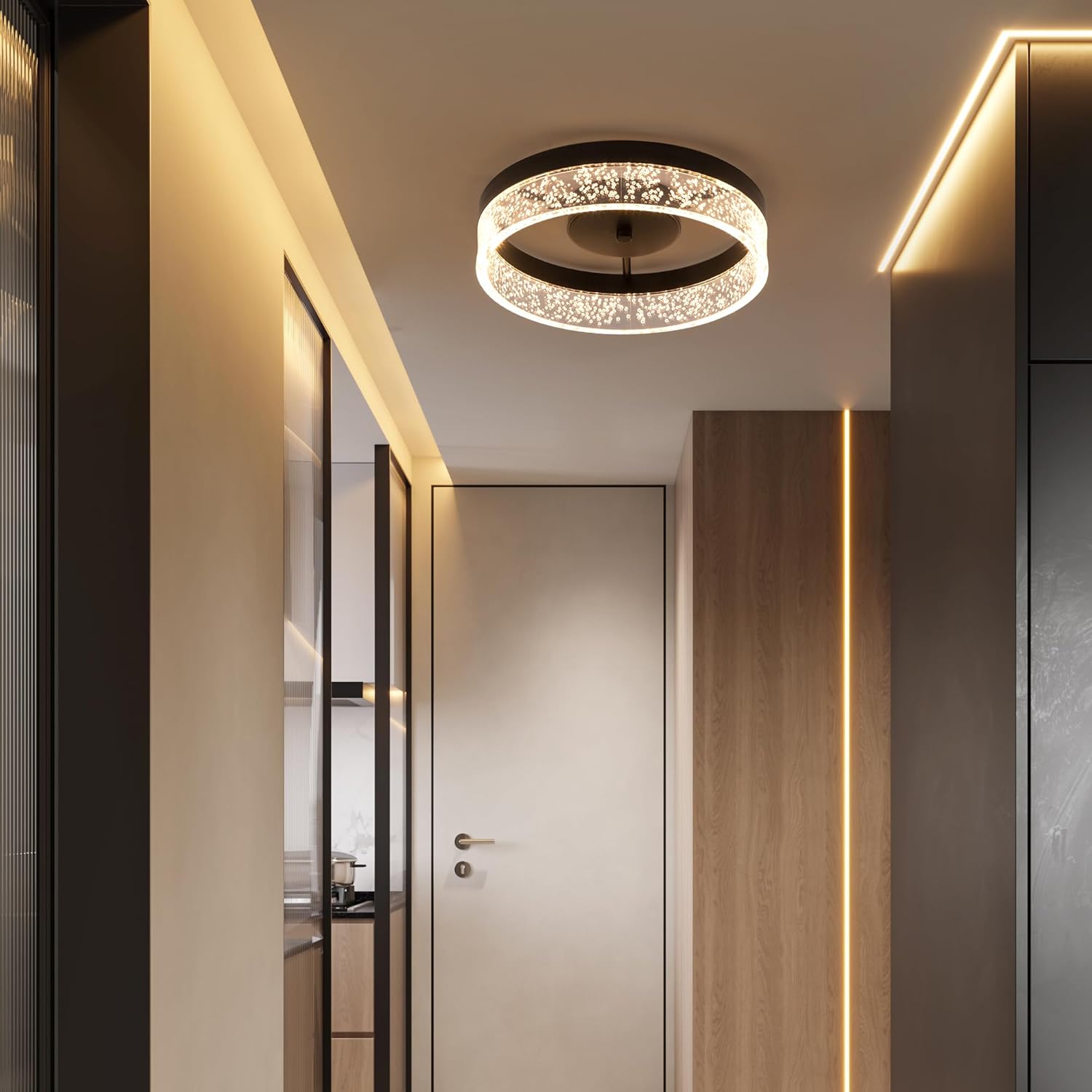 11.65" Modern Black LED Flush Mount Ceiling Light