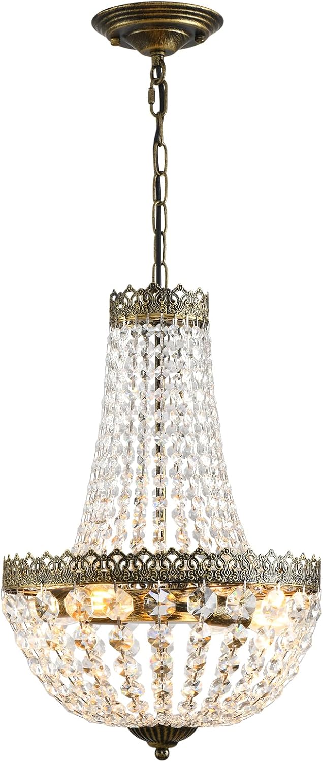 4-Light French Empire Mini Crystal Chandelier – Bronze Finish